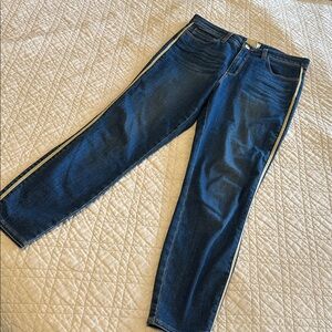 L'AGENCE Navy Skinny Jeans with Ivory Accents